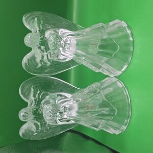 Angel Candle Holder Clear Glass Crystal Taper set of 2